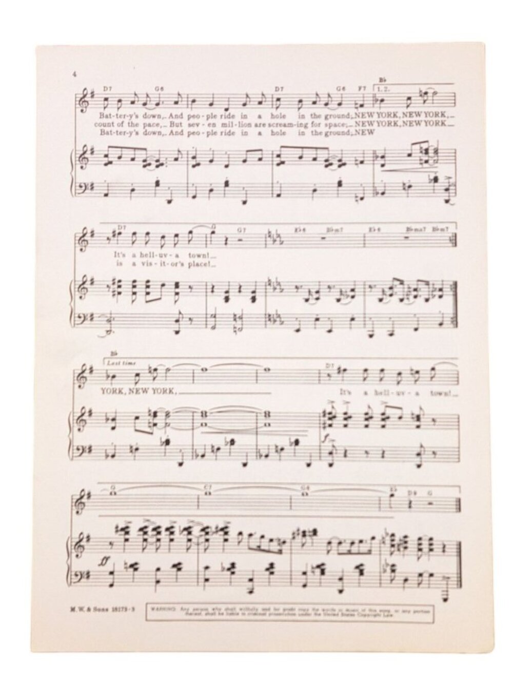 Vintage New York New York Sheet Music On The Town Leonard Bernstein 1945 Comden - Picture 2 of 6